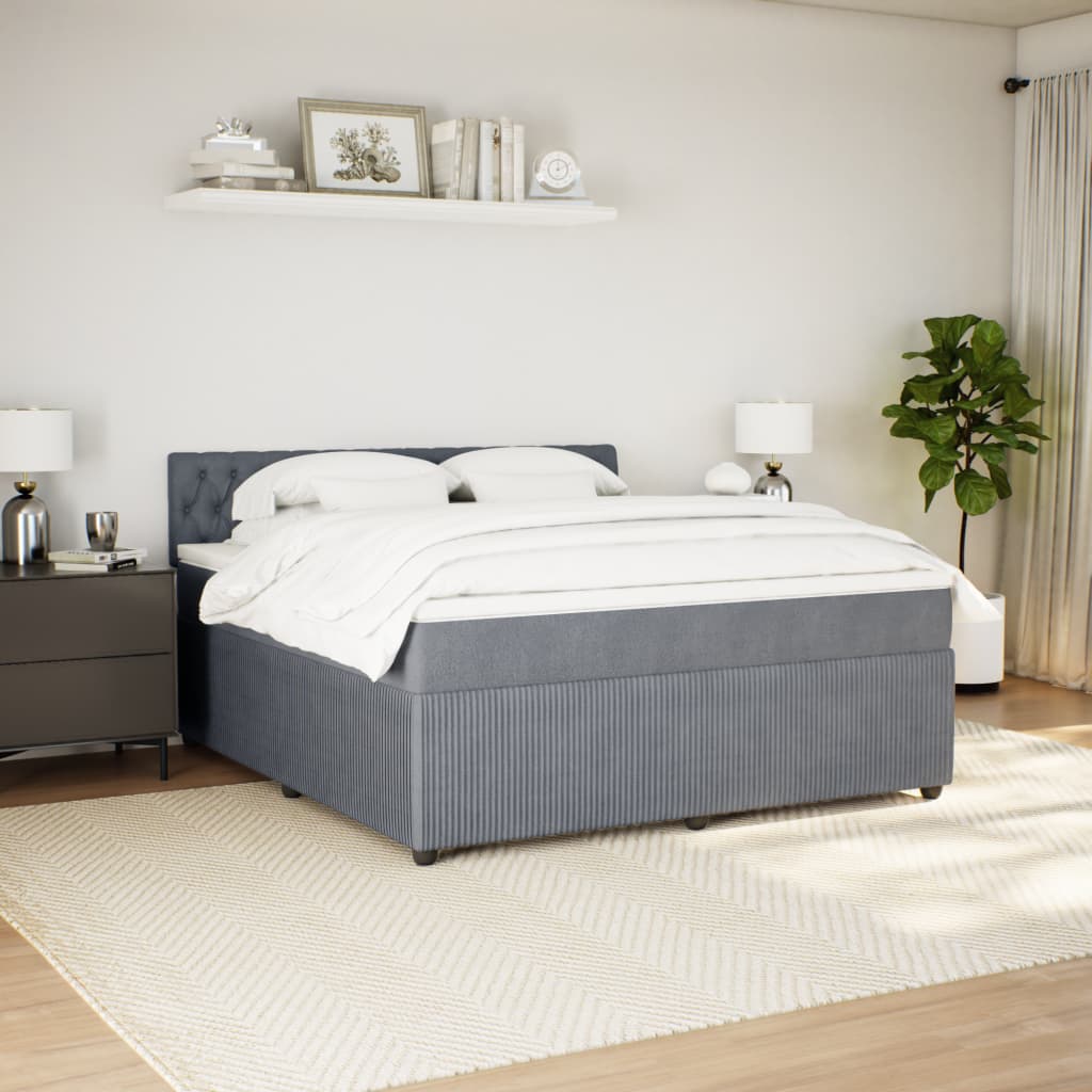 Boxspring met matras fluweel donkergrijs 180x200 cm is nu te koop bij PeponiXL, paradijselijk wonen!