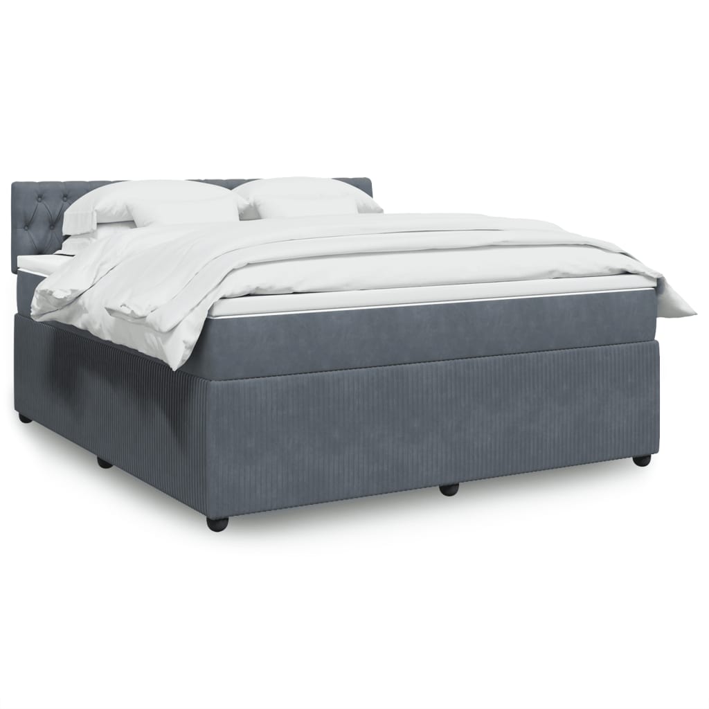Boxspring met matras fluweel donkergrijs 180x200 cm is nu te koop bij PeponiXL, paradijselijk wonen!
