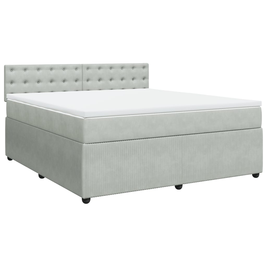 Boxspring met matras fluweel lichtgrijs 180x200 cm is nu te koop bij PeponiXL, paradijselijk wonen!
