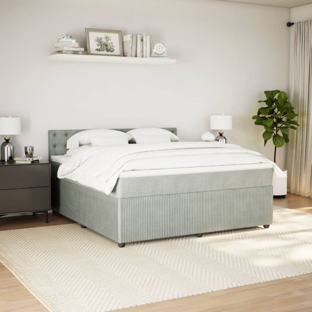 Boxspring met matras fluweel lichtgrijs 180x200 cm is nu te koop bij PeponiXL, paradijselijk wonen!