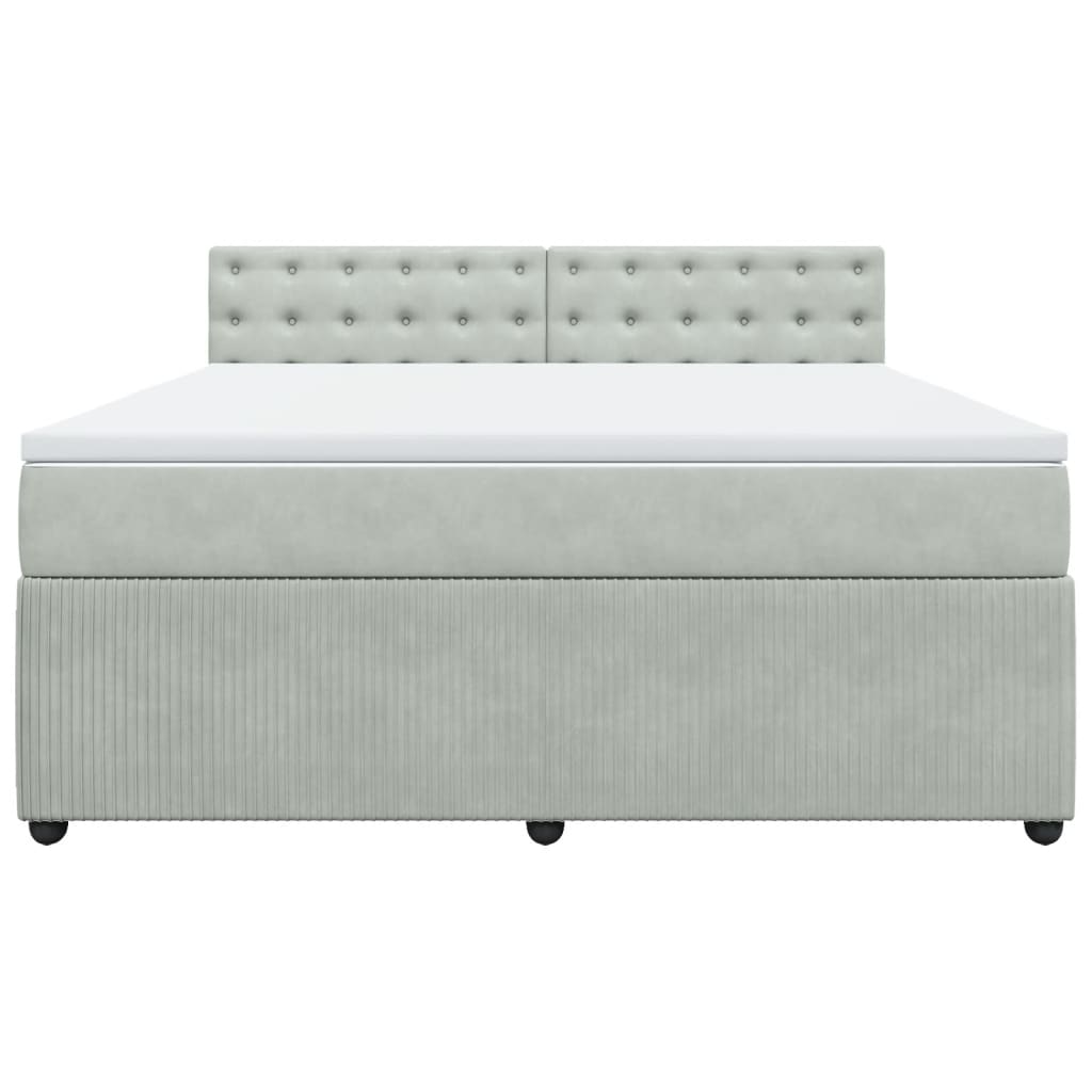 Boxspring met matras fluweel lichtgrijs 180x200 cm is nu te koop bij PeponiXL, paradijselijk wonen!