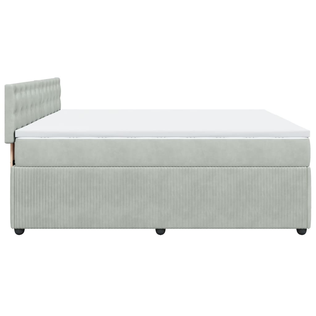 Boxspring met matras fluweel lichtgrijs 180x200 cm is nu te koop bij PeponiXL, paradijselijk wonen!