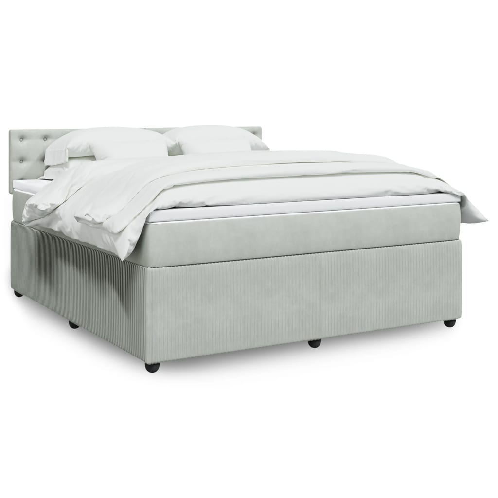 Boxspring met matras fluweel lichtgrijs 180x200 cm is nu te koop bij PeponiXL, paradijselijk wonen!
