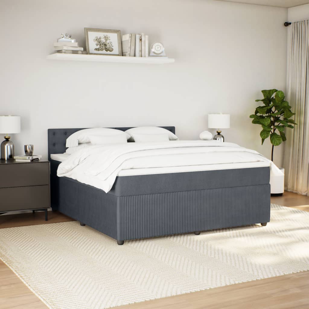Boxspring met matras fluweel donkergrijs 180x200 cm is nu te koop bij PeponiXL, paradijselijk wonen!