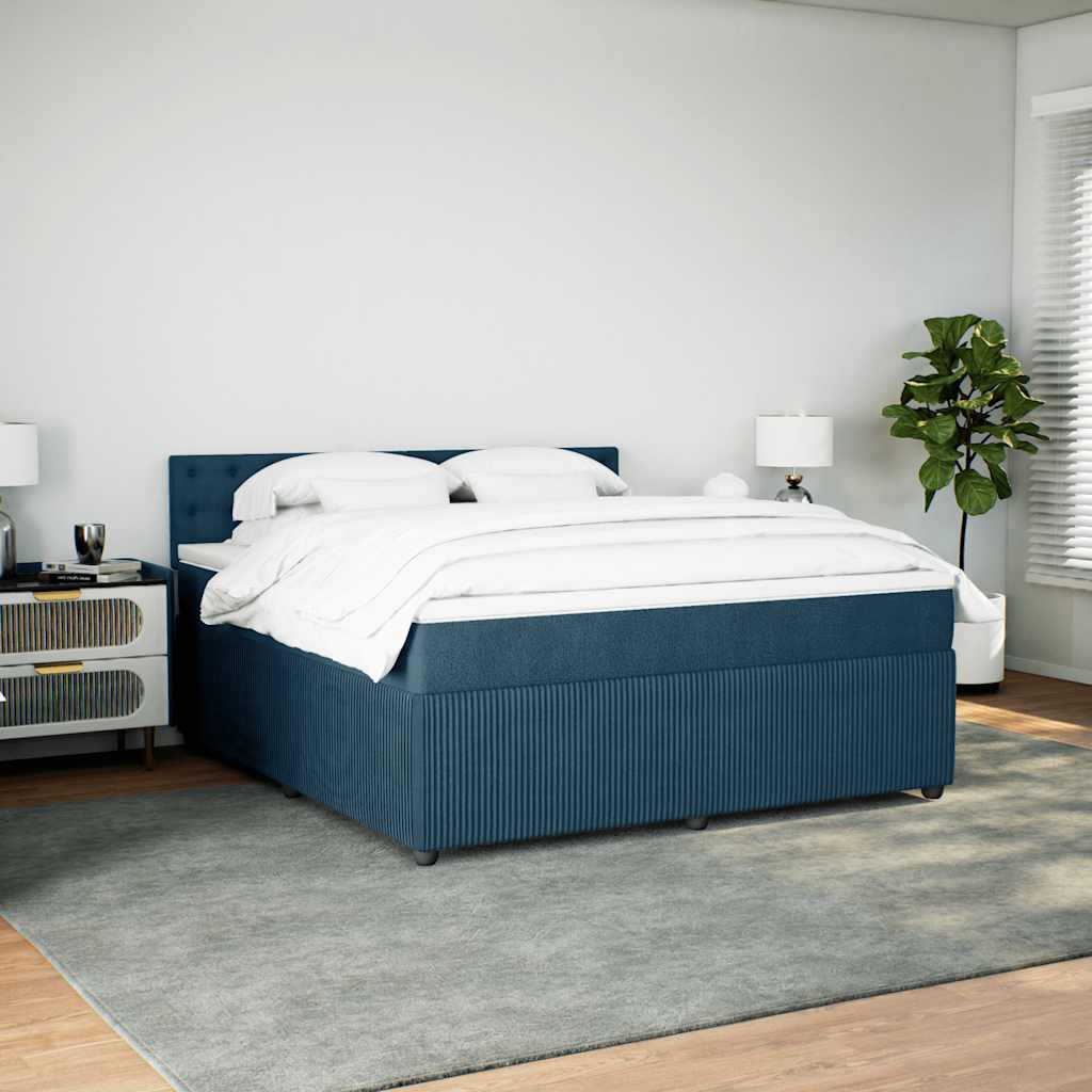 Boxspring met matras fluweel blauw 180x200 cm is nu te koop bij PeponiXL, paradijselijk wonen!