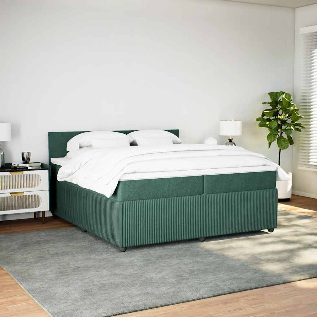 Boxspring met matras fluweel donkergroen 200x200 cm is nu te koop bij PeponiXL, paradijselijk wonen!