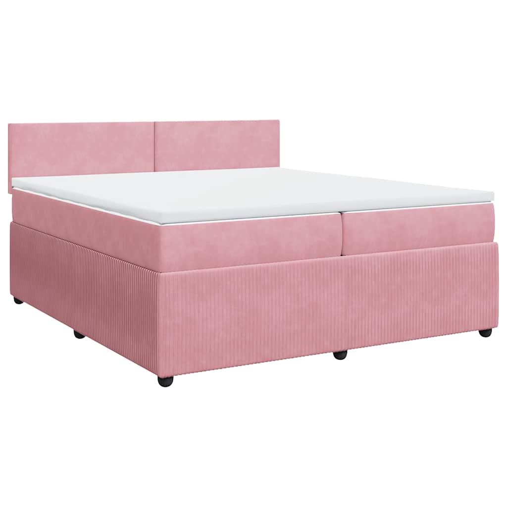 Boxspring met matras fluweel roze 200x200 cm is nu te koop bij PeponiXL, paradijselijk wonen!