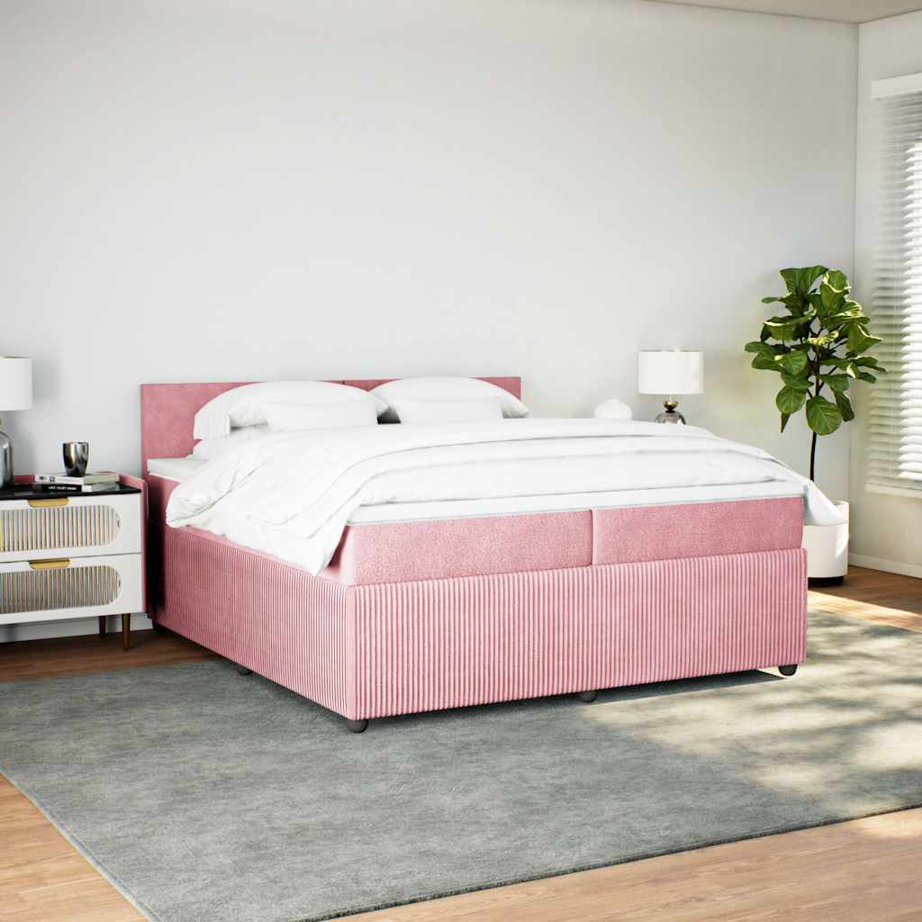 Boxspring met matras fluweel roze 200x200 cm is nu te koop bij PeponiXL, paradijselijk wonen!