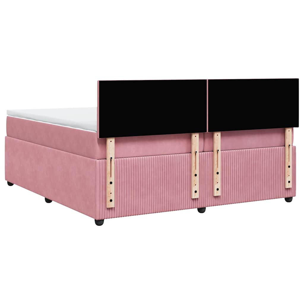 Boxspring met matras fluweel roze 200x200 cm is nu te koop bij PeponiXL, paradijselijk wonen!