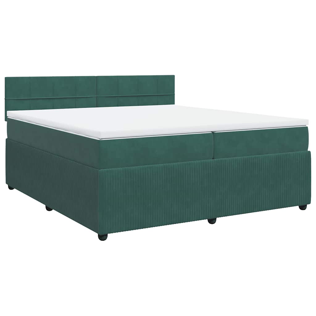 Boxspring met matras fluweel donkergroen 200x200 cm is nu te koop bij PeponiXL, paradijselijk wonen!