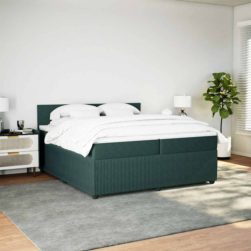 Boxspring met matras fluweel donkergroen 200x200 cm is nu te koop bij PeponiXL, paradijselijk wonen!