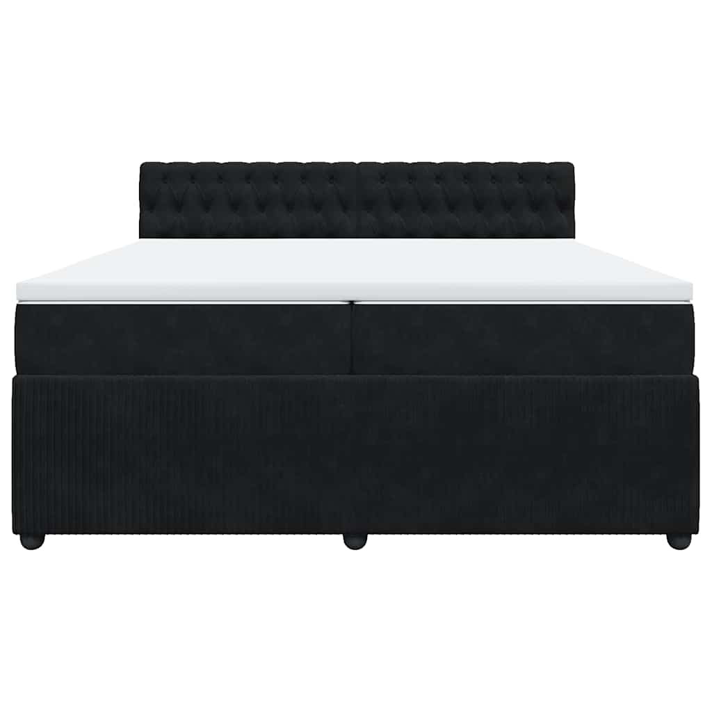 Boxspring met matras fluweel zwart 200x200 cm is nu te koop bij PeponiXL, paradijselijk wonen!