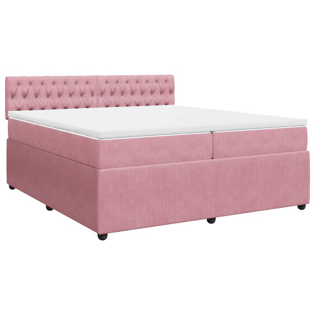 Boxspring met matras fluweel roze 200x200 cm is nu te koop bij PeponiXL, paradijselijk wonen!