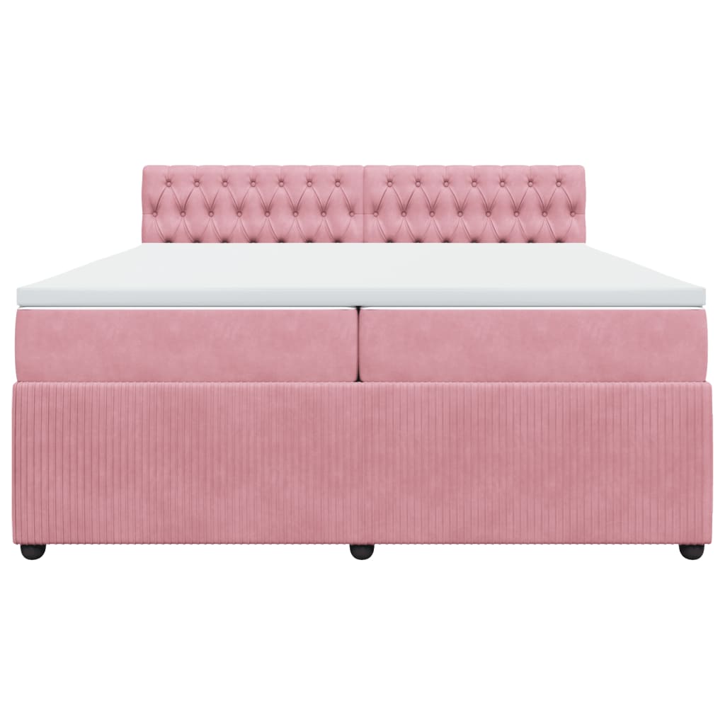 Boxspring met matras fluweel roze 200x200 cm is nu te koop bij PeponiXL, paradijselijk wonen!