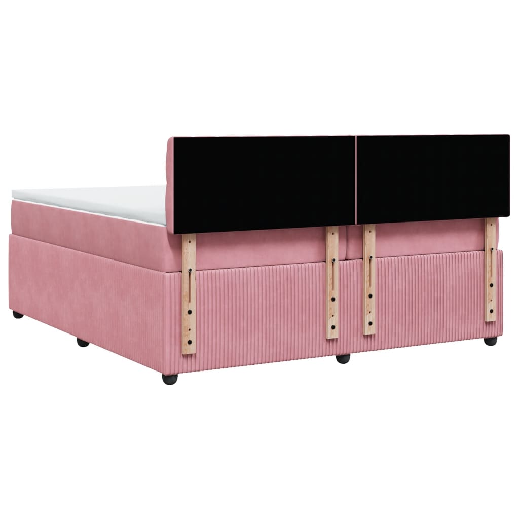 Boxspring met matras fluweel roze 200x200 cm is nu te koop bij PeponiXL, paradijselijk wonen!