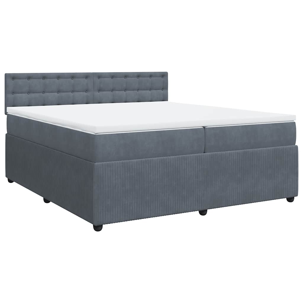 Boxspring met matras fluweel donkergrijs 200x200 cm is nu te koop bij PeponiXL, paradijselijk wonen!