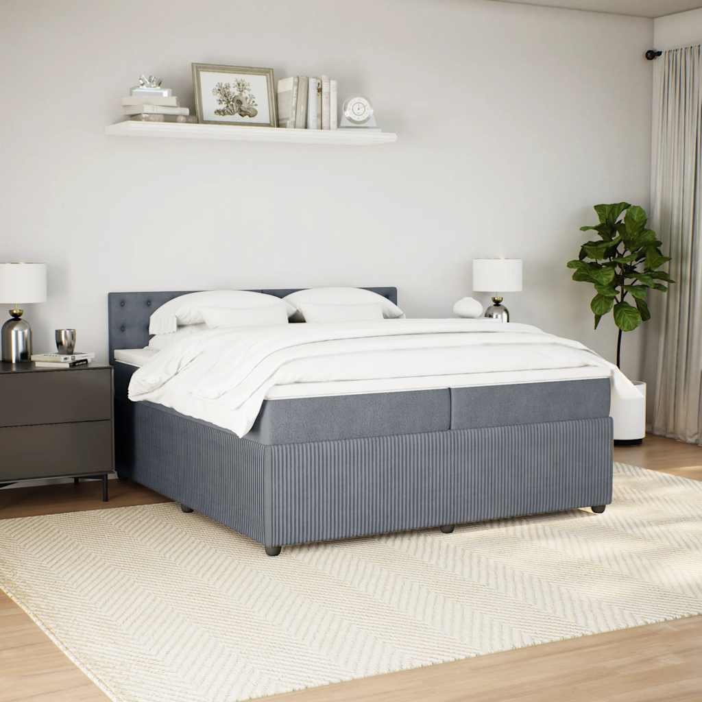 Boxspring met matras fluweel donkergrijs 200x200 cm is nu te koop bij PeponiXL, paradijselijk wonen!