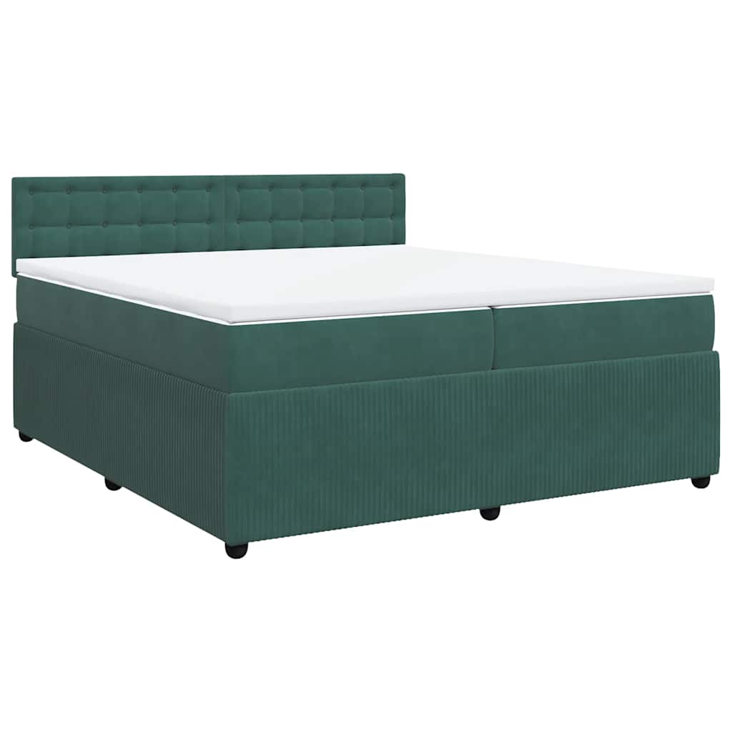 Boxspring met matras fluweel donkergroen 200x200 cm is nu te koop bij PeponiXL, paradijselijk wonen!