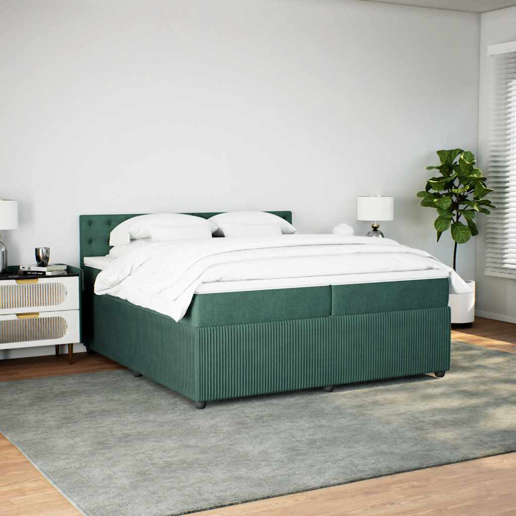 Boxspring met matras fluweel donkergroen 200x200 cm is nu te koop bij PeponiXL, paradijselijk wonen!