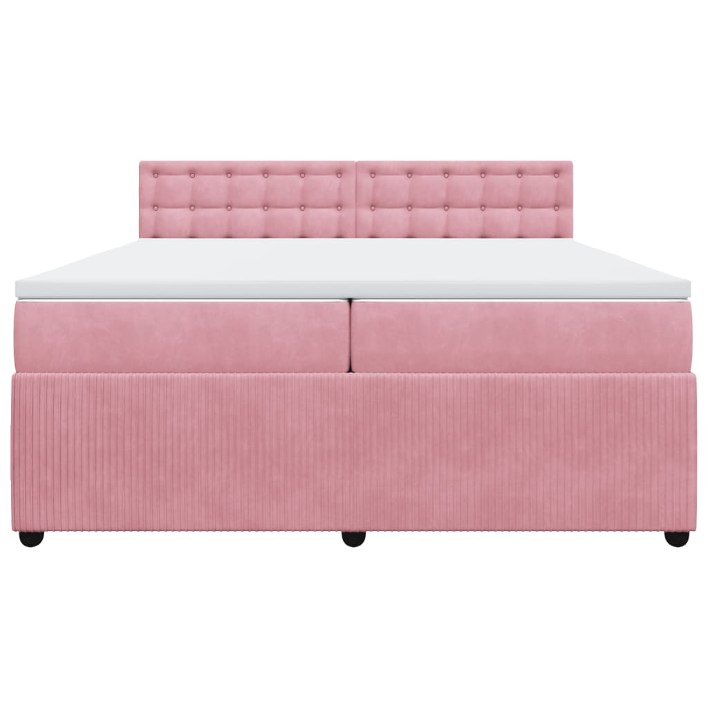 Boxspring met matras fluweel roze 200x200 cm is nu te koop bij PeponiXL, paradijselijk wonen!