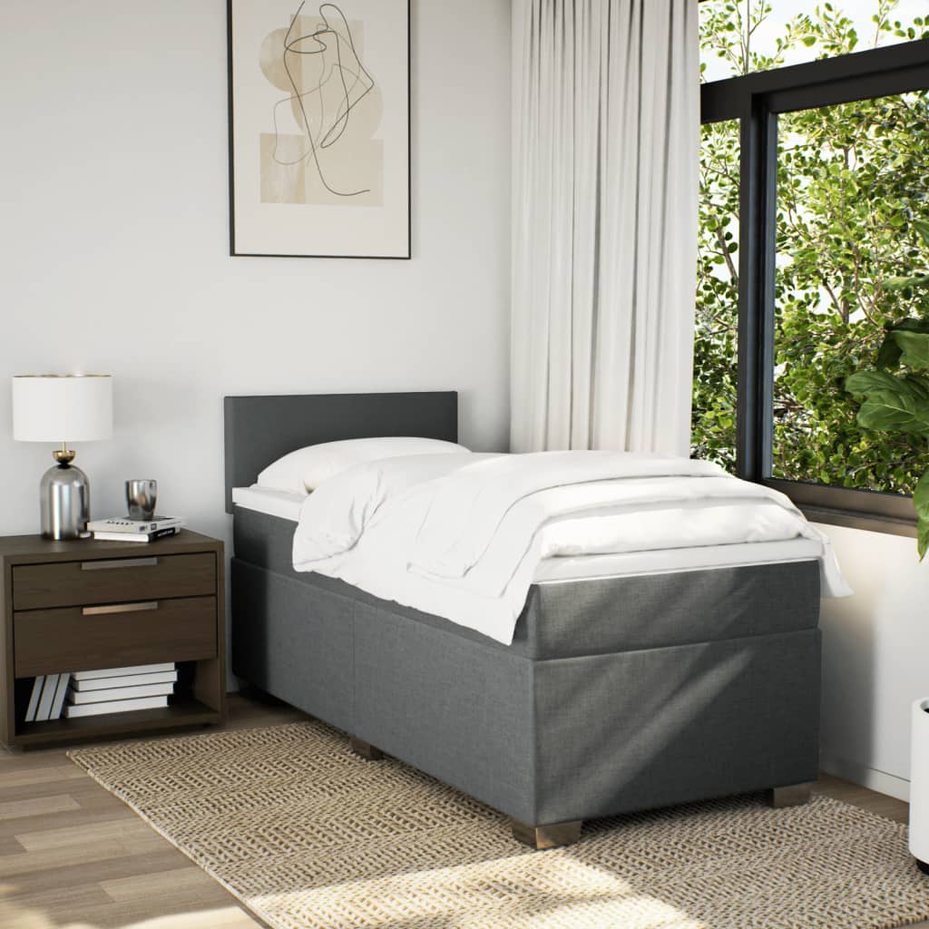 Boxspring met matras stof donkergrijs 80x200 cm is nu te koop bij PeponiXL, paradijselijk wonen!