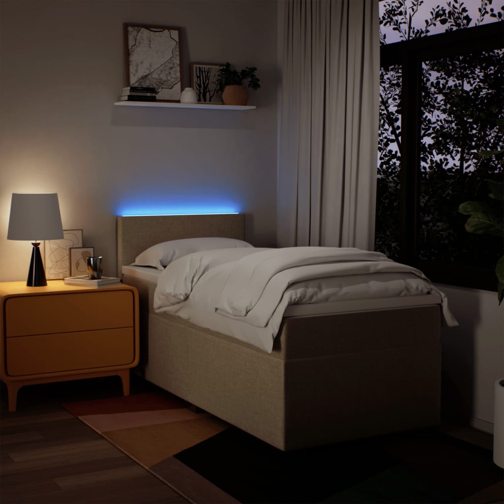 Boxspring met matras stof crèmekleurig 80x200 cm is nu te koop bij PeponiXL, paradijselijk wonen!