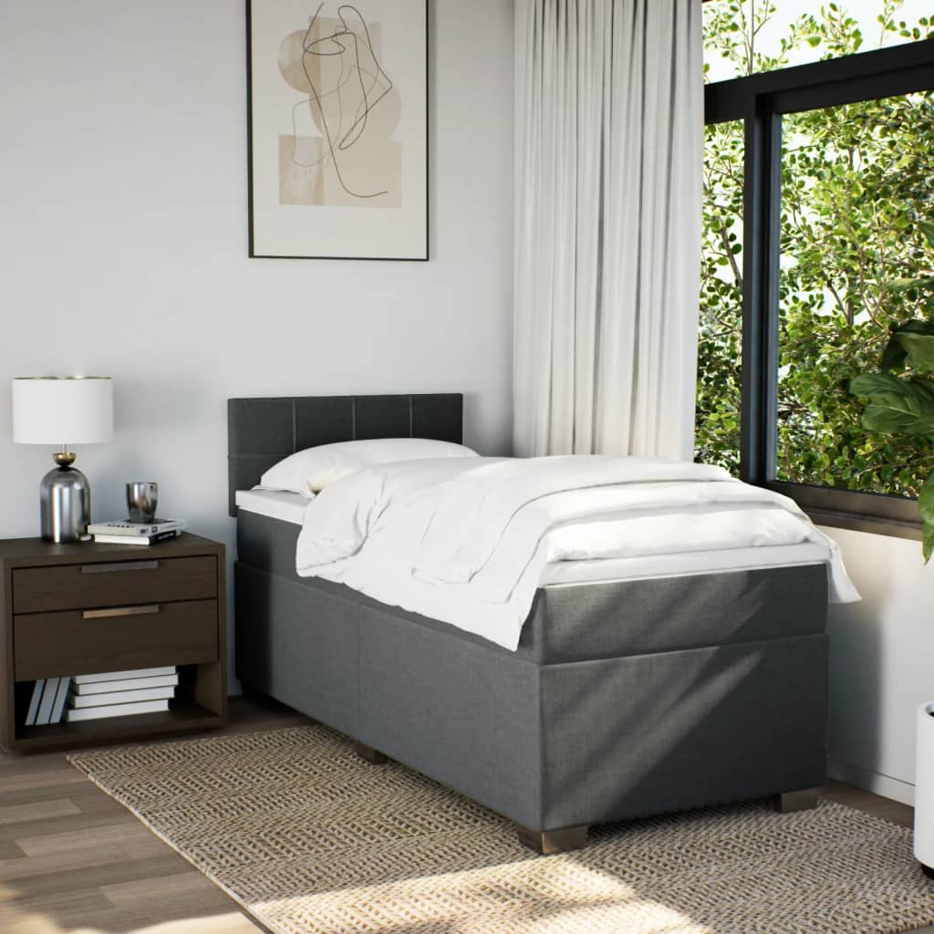 Boxspring met matras stof donkergrijs 80x200 cm is nu te koop bij PeponiXL, paradijselijk wonen!