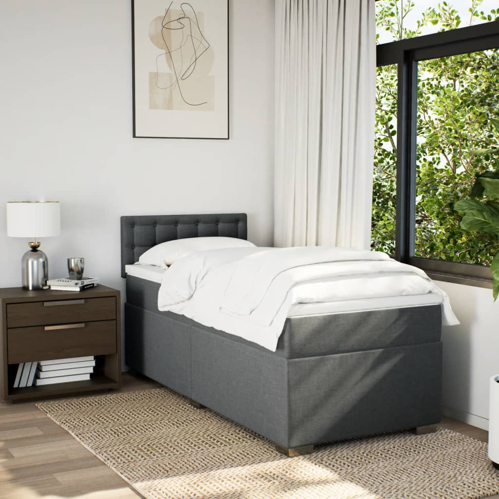 Boxspring met matras stof donkergrijs 80x200 cm is nu te koop bij PeponiXL, paradijselijk wonen!