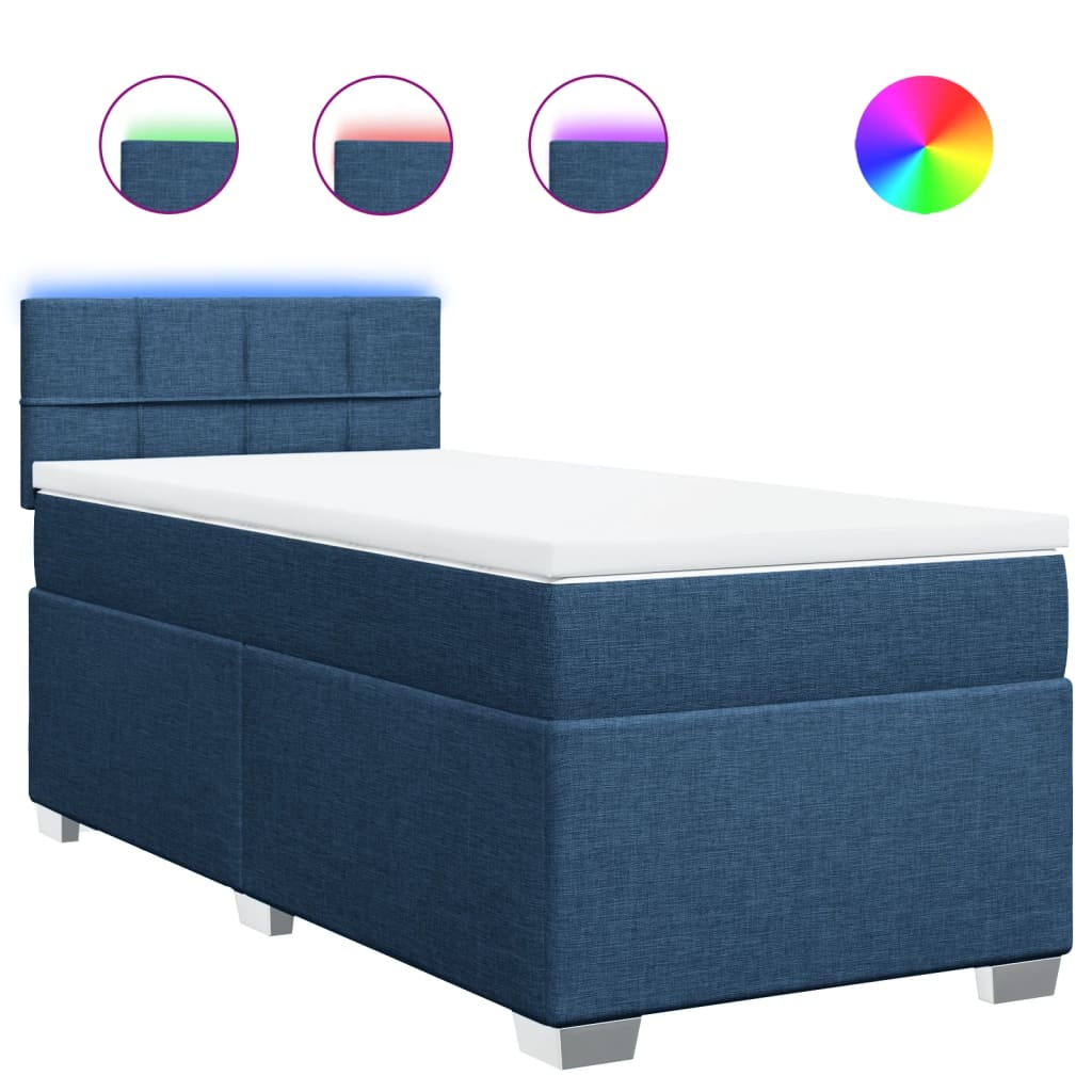 Boxspring met matras stof blauw 90x190 cm is nu te koop bij PeponiXL, paradijselijk wonen!