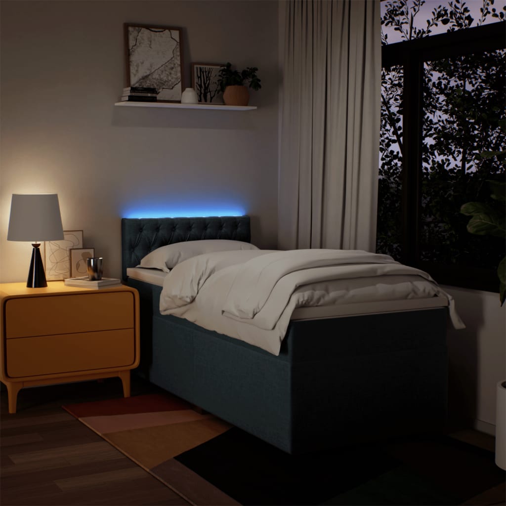 Boxspring met matras stof blauw 90x190 cm is nu te koop bij PeponiXL, paradijselijk wonen!