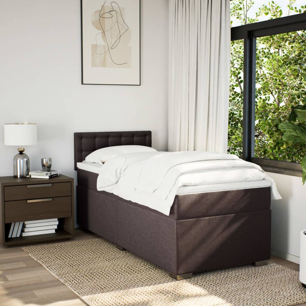 Boxspring met matras stof donkerbruin 90x200 cm is nu te koop bij PeponiXL, paradijselijk wonen!