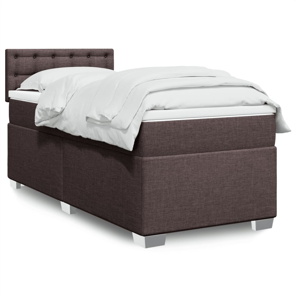 Boxspring met matras stof donkerbruin 90x200 cm is nu te koop bij PeponiXL, paradijselijk wonen!