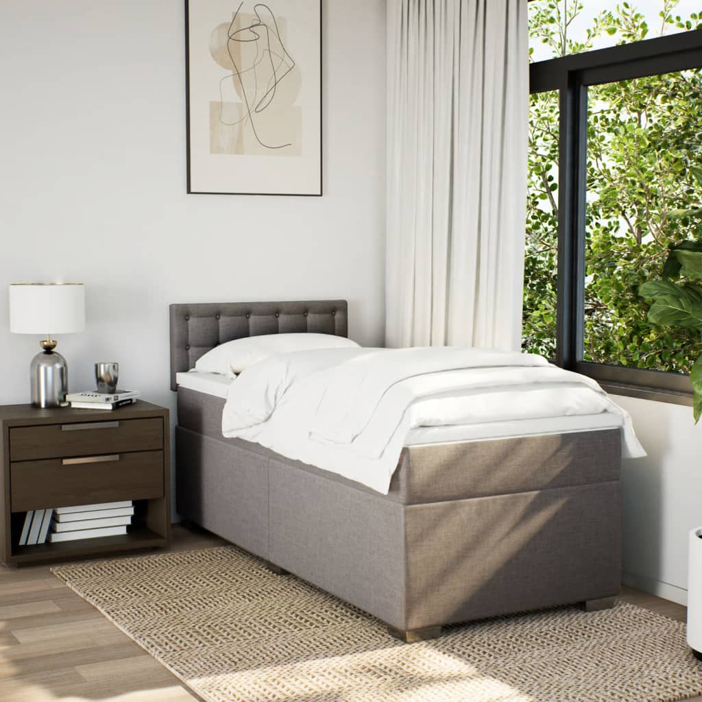Boxspring met matras stof taupe 90x200 cm is nu te koop bij PeponiXL, paradijselijk wonen!