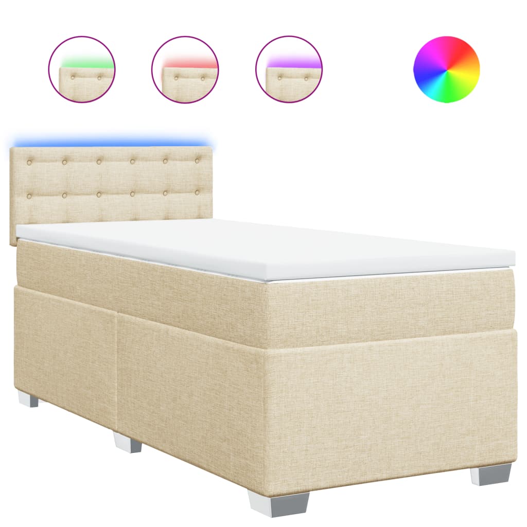 Boxspring met matras stof crèmekleurig 90x200 cm is nu te koop bij PeponiXL, paradijselijk wonen!