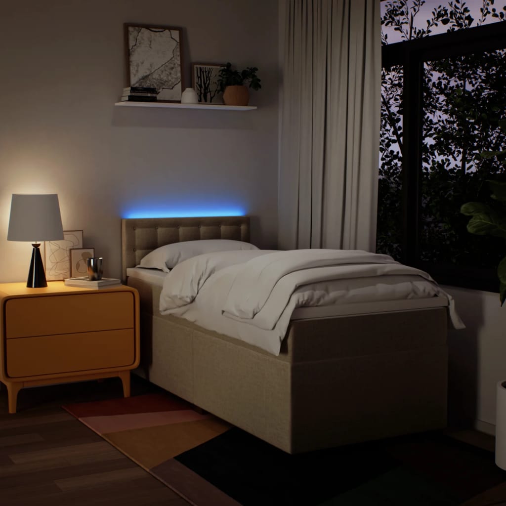 Boxspring met matras stof crèmekleurig 90x200 cm is nu te koop bij PeponiXL, paradijselijk wonen!