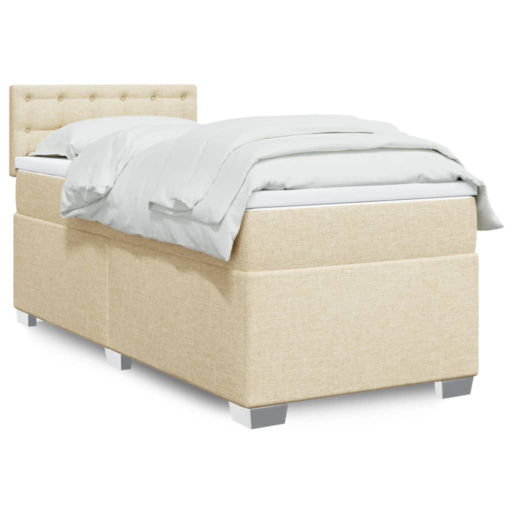 Boxspring met matras stof crèmekleurig 90x200 cm is nu te koop bij PeponiXL, paradijselijk wonen!