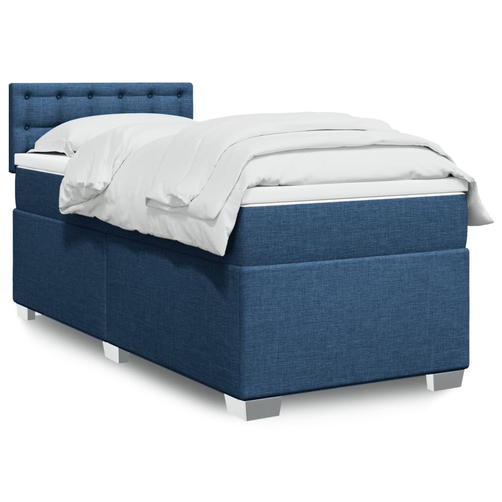 Boxspring met matras stof blauw 90x200 cm is nu te koop bij PeponiXL, paradijselijk wonen!