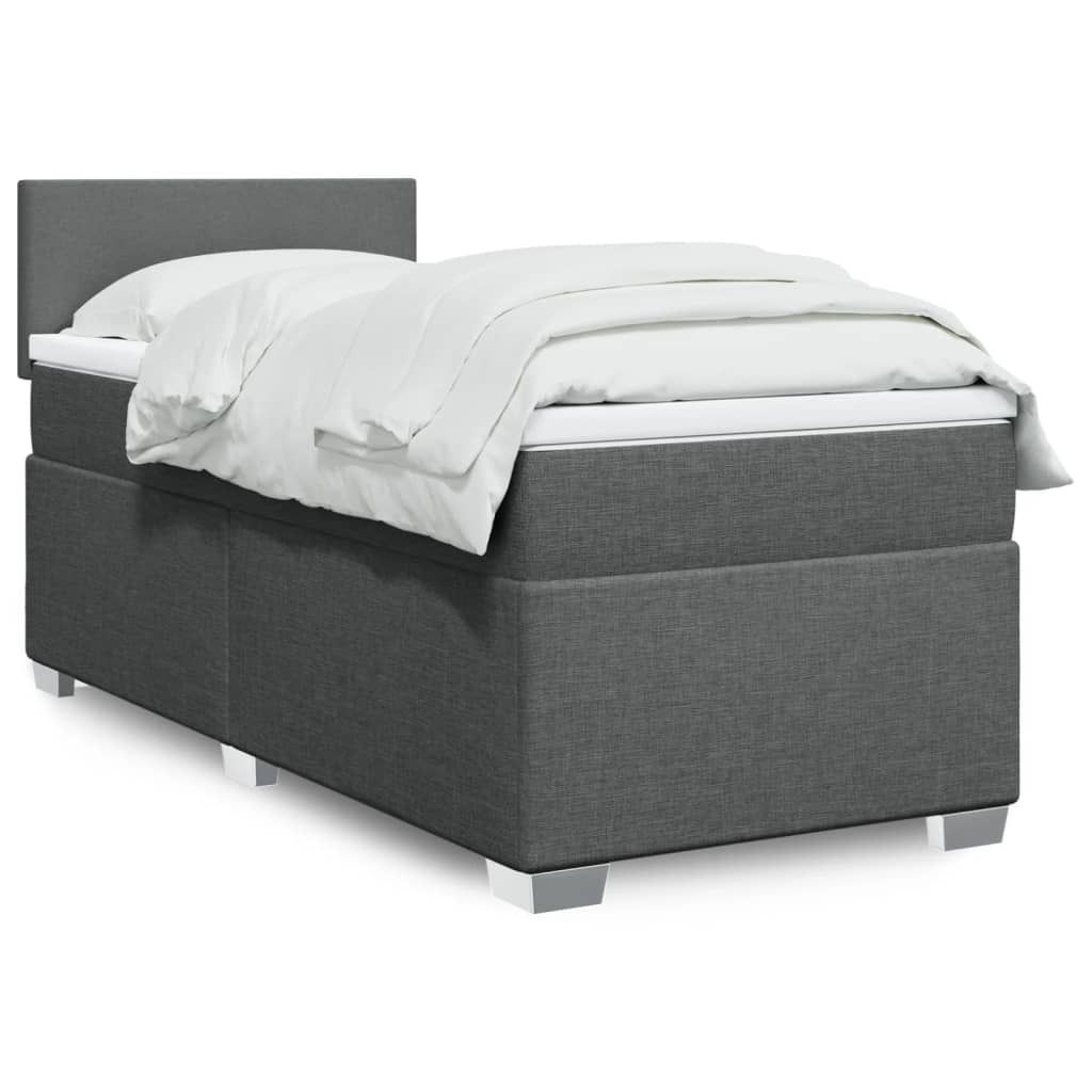 Boxspring met matras stof donkergrijs 100x200 cm is nu te koop bij PeponiXL, paradijselijk wonen!