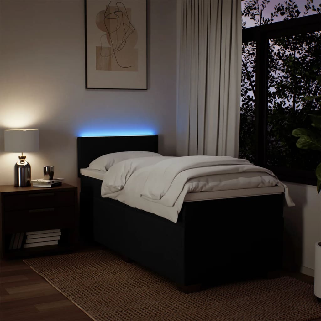 Boxspring met matras stof zwart 100x200 cm is nu te koop bij PeponiXL, paradijselijk wonen!