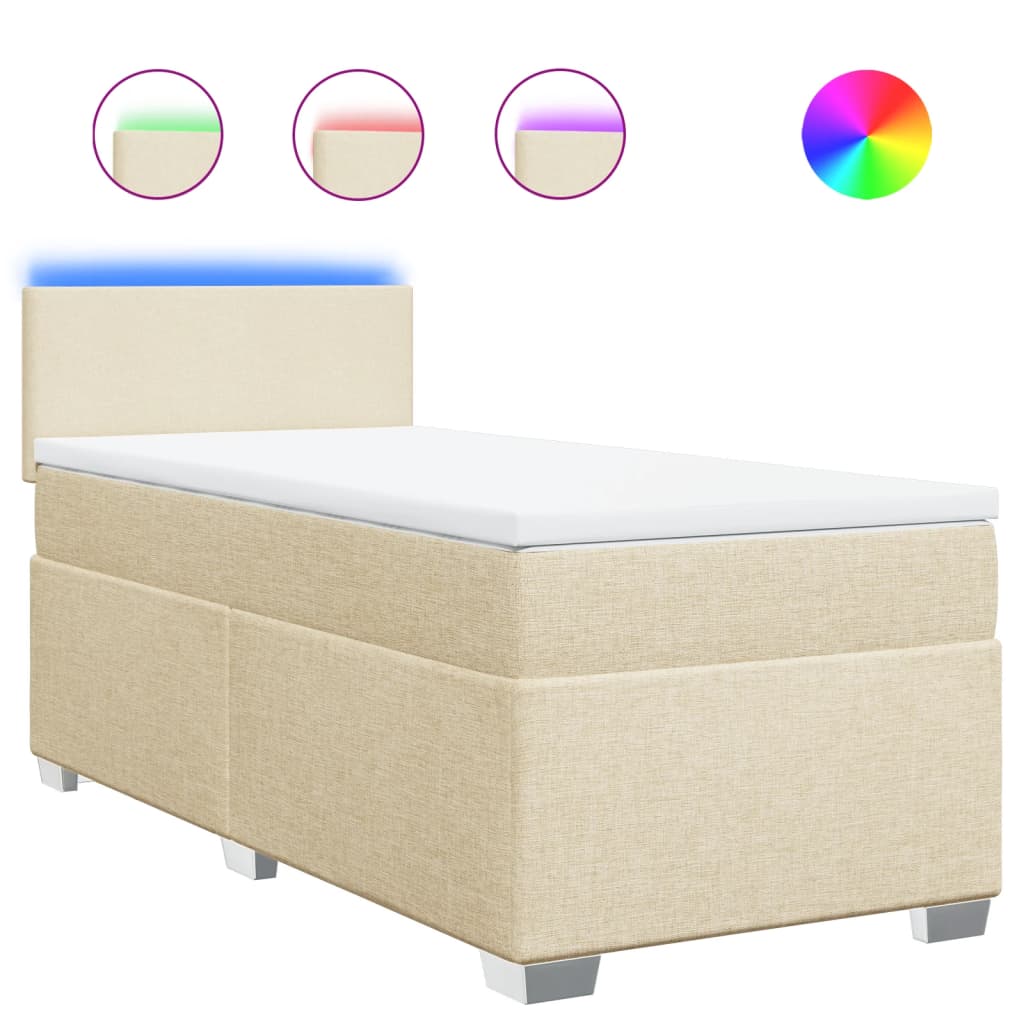 Boxspring met matras stof crèmekleurig 100x200 cm is nu te koop bij PeponiXL, paradijselijk wonen!