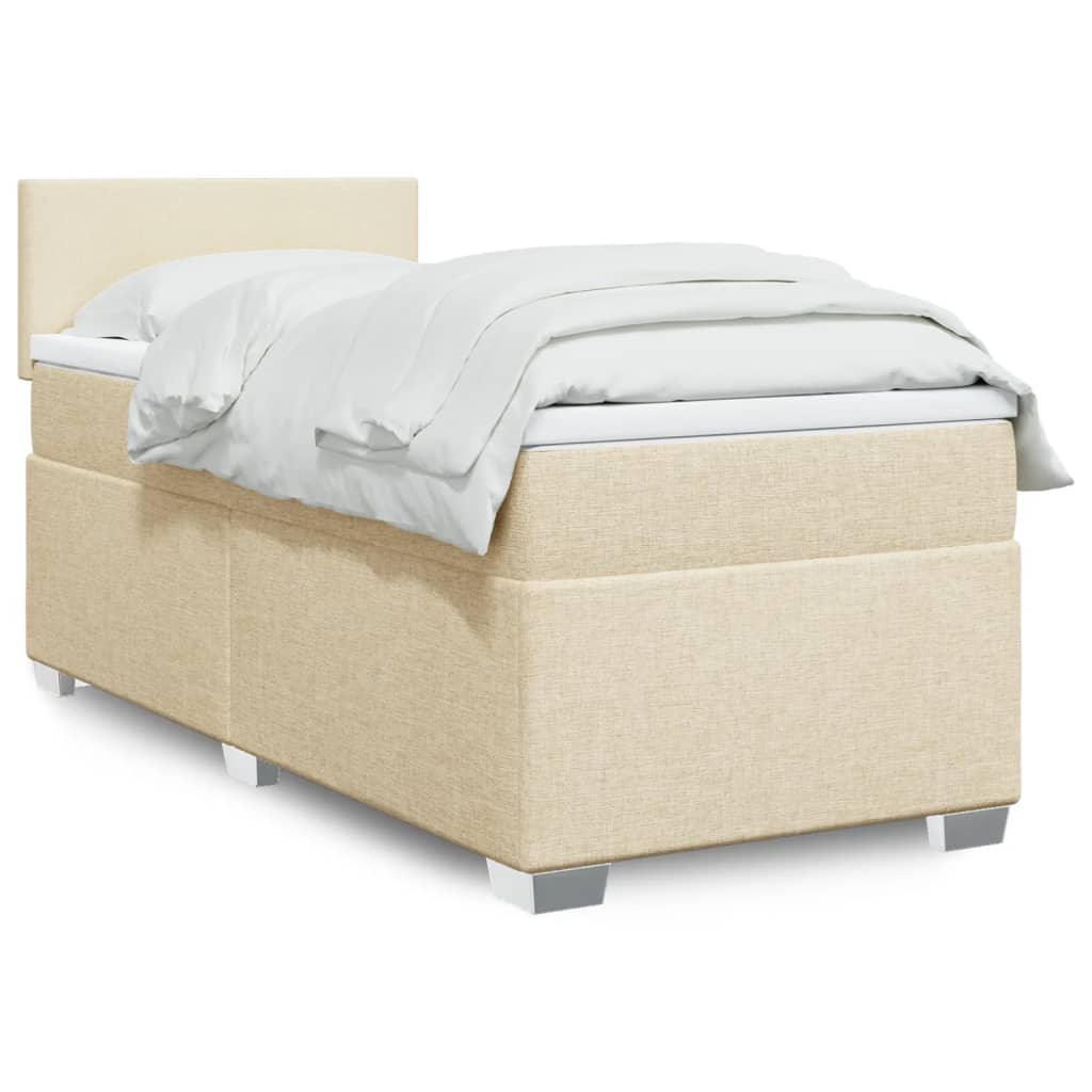 Boxspring met matras stof crèmekleurig 100x200 cm is nu te koop bij PeponiXL, paradijselijk wonen!