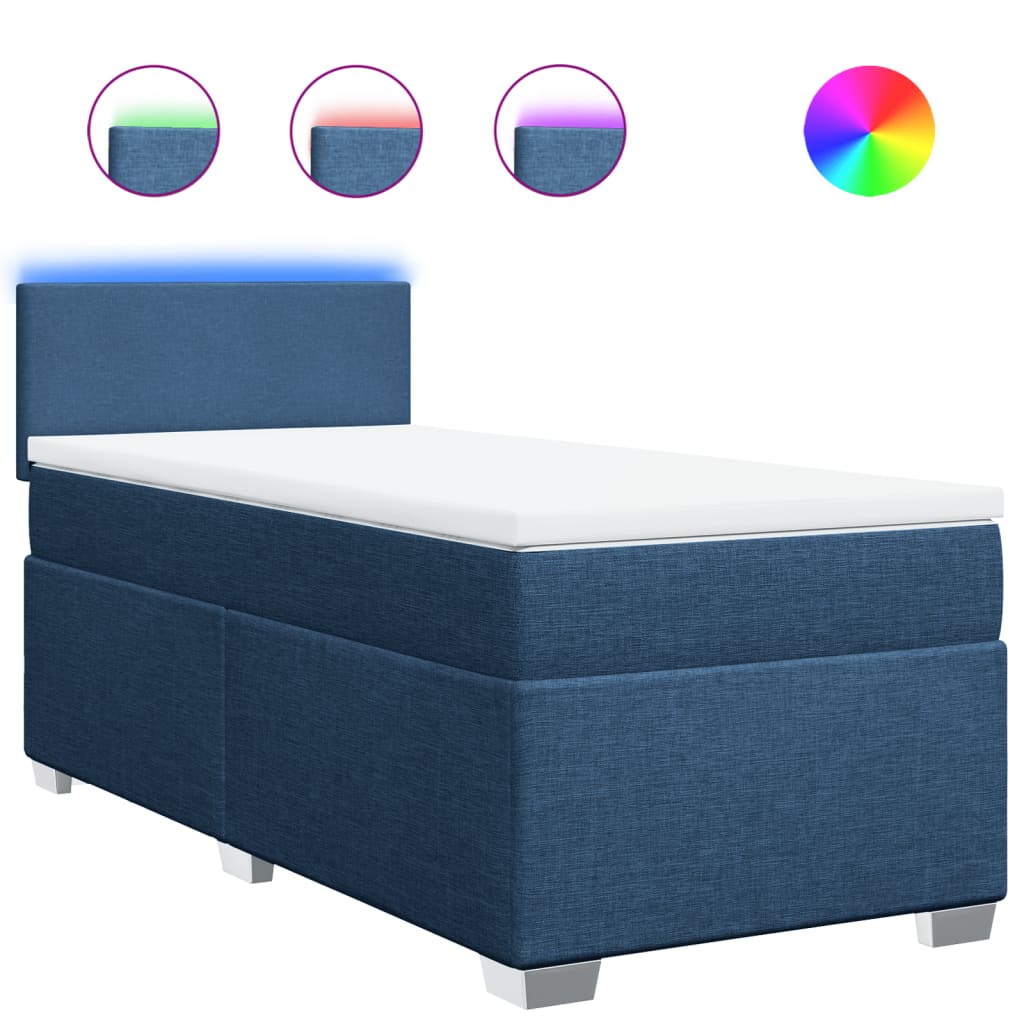 Boxspring met matras stof blauw 100x200 cm is nu te koop bij PeponiXL, paradijselijk wonen!