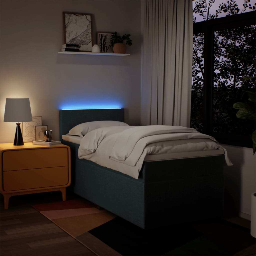 Boxspring met matras stof blauw 100x200 cm is nu te koop bij PeponiXL, paradijselijk wonen!