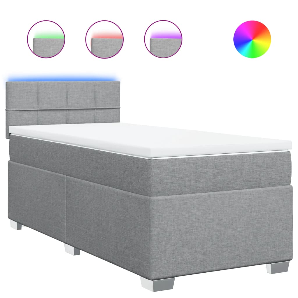 Boxspring met matras stof lichtgrijs 100x200 cm is nu te koop bij PeponiXL, paradijselijk wonen!