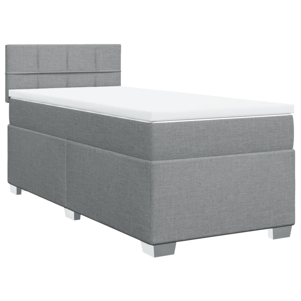 Boxspring met matras stof lichtgrijs 100x200 cm is nu te koop bij PeponiXL, paradijselijk wonen!