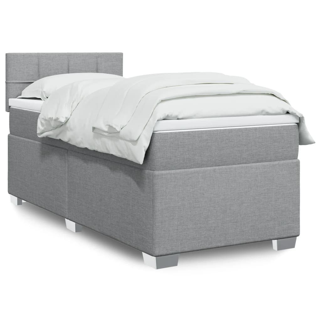 Boxspring met matras stof lichtgrijs 100x200 cm is nu te koop bij PeponiXL, paradijselijk wonen!