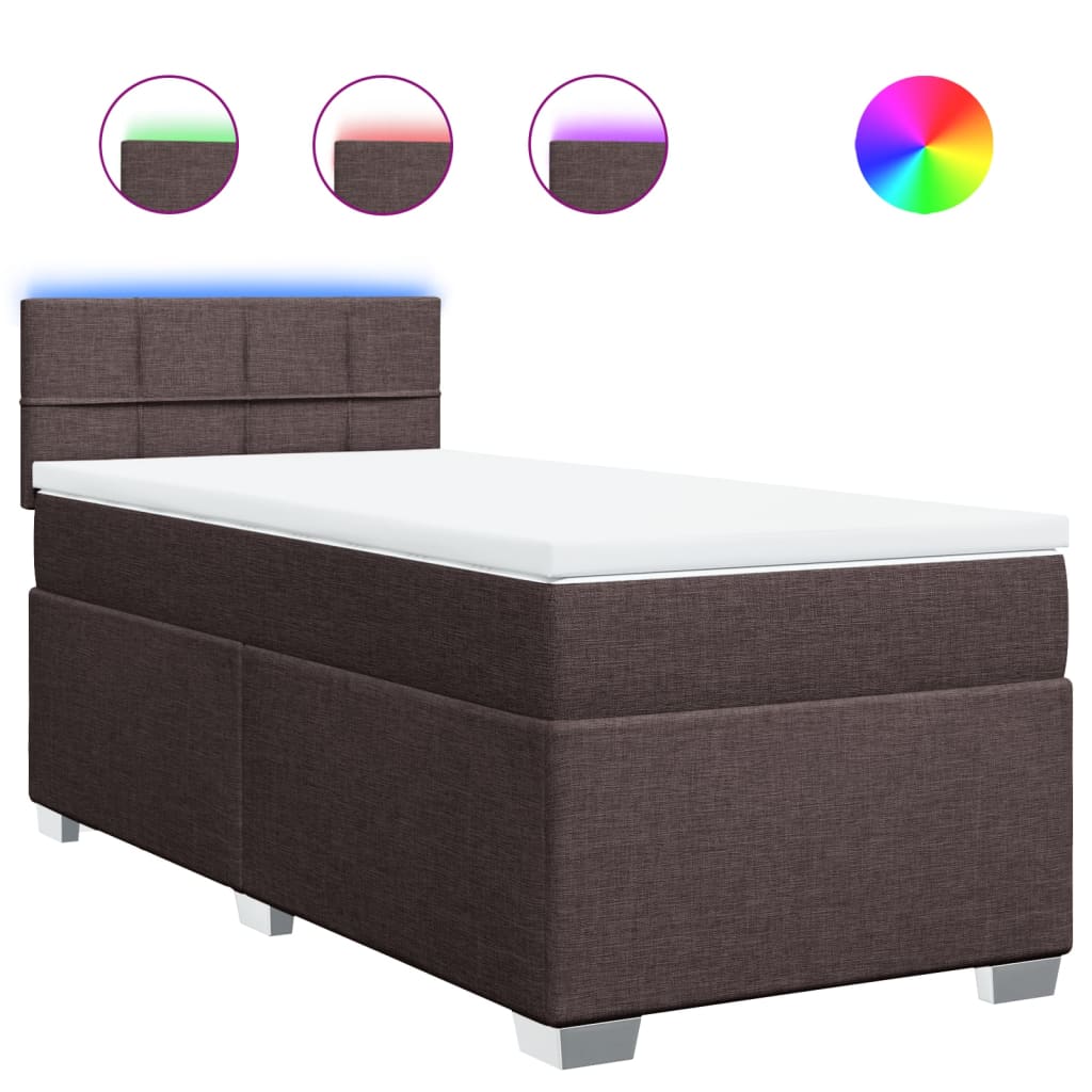 Boxspring met matras stof donkerbruin 100x200 cm is nu te koop bij PeponiXL, paradijselijk wonen!