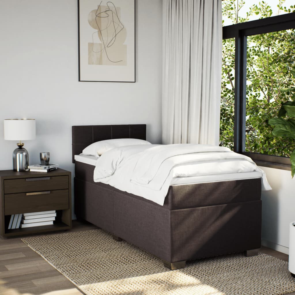 Boxspring met matras stof donkerbruin 100x200 cm is nu te koop bij PeponiXL, paradijselijk wonen!