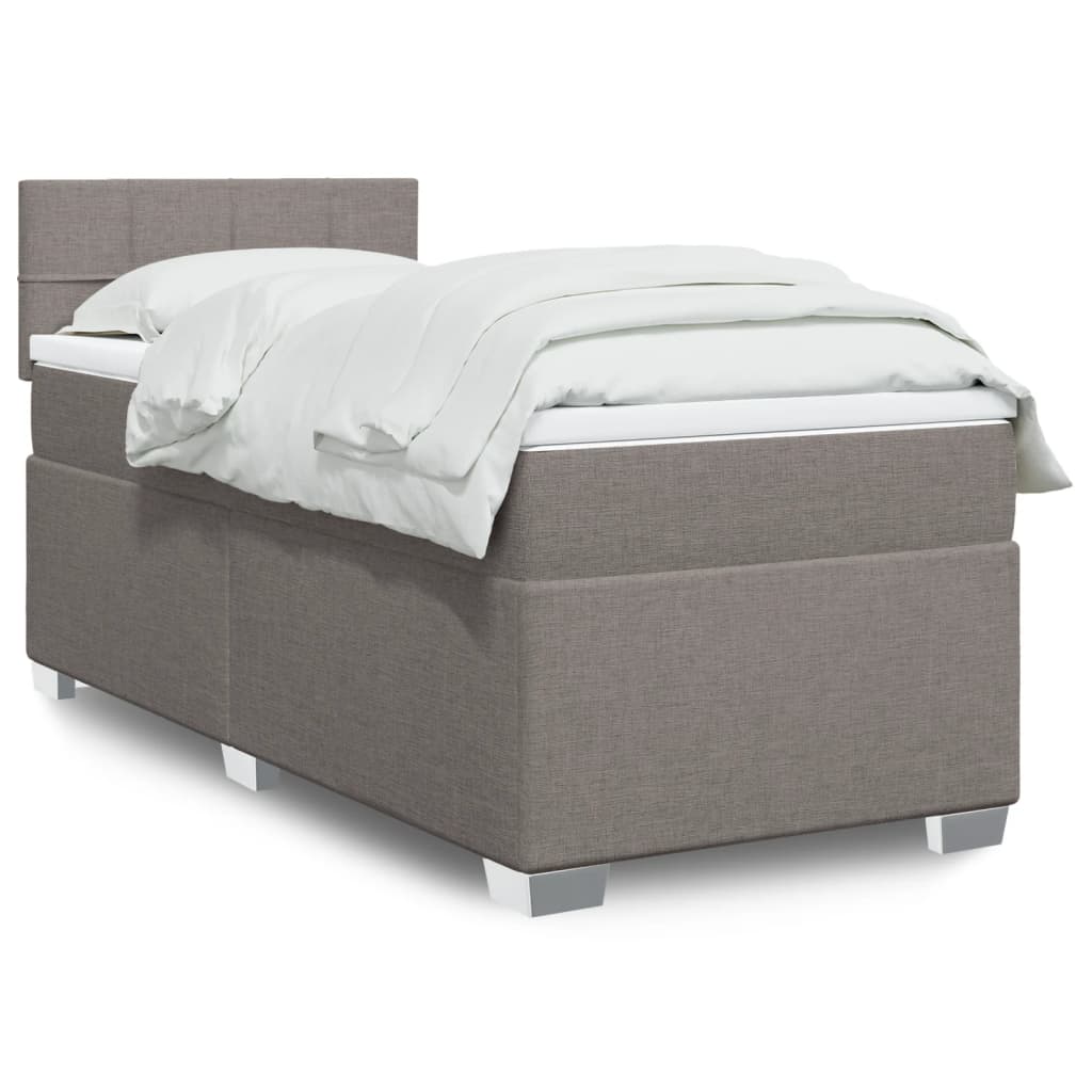 Boxspring met matras stof taupe 100x200 cm is nu te koop bij PeponiXL, paradijselijk wonen!