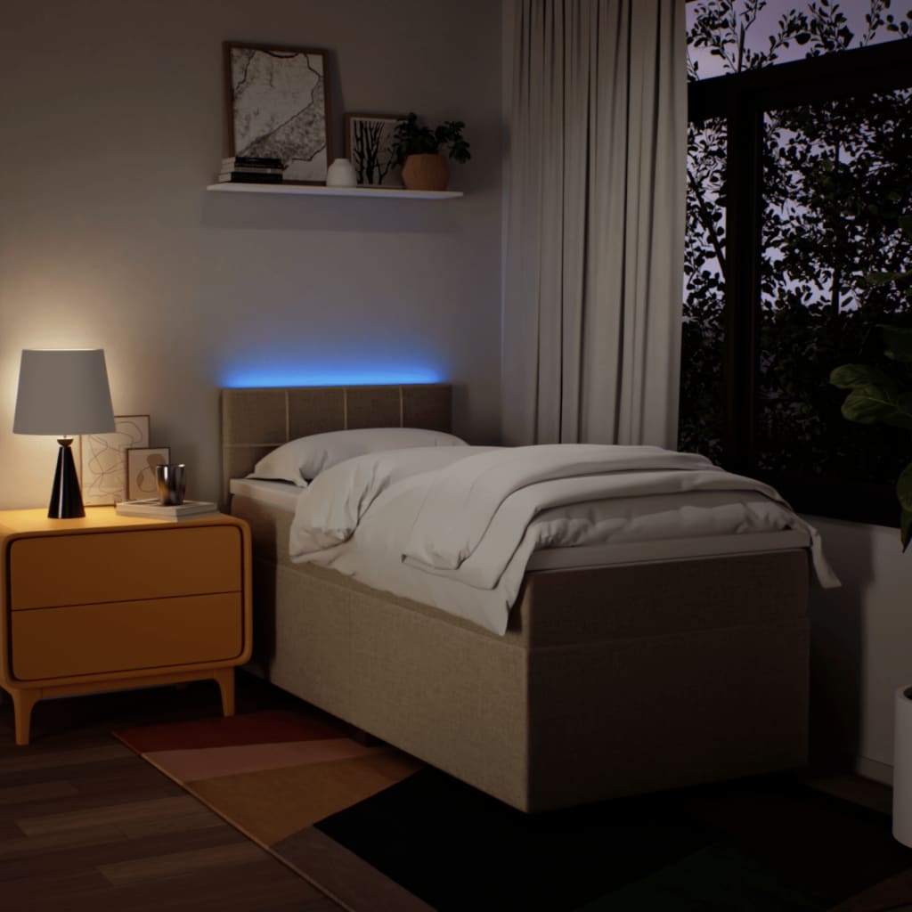 Boxspring met matras stof crèmekleurig 100x200 cm is nu te koop bij PeponiXL, paradijselijk wonen!